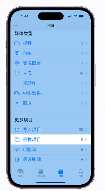 临西苹果手机维修分享升级 iOS 16 后无法查看到“重复项目”相簿怎么办 