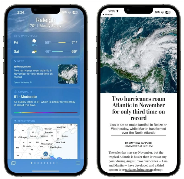 临西苹果14维修分享iPhone 14手机如何看天气时顺带看新闻 