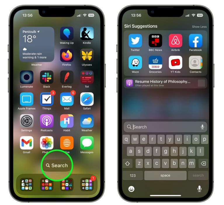 临西苹果手机维修分享升级到 iOS 16 后，如何删除主屏幕上的搜索按钮 