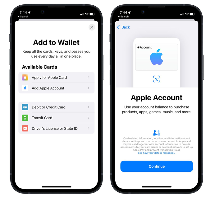 临西苹果手机维修分享iOS 15.5钱包App如何添加 Apple 账户 