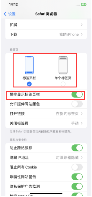 临西苹果手机维修分享Safari浏览器如何切换标签栏位置 